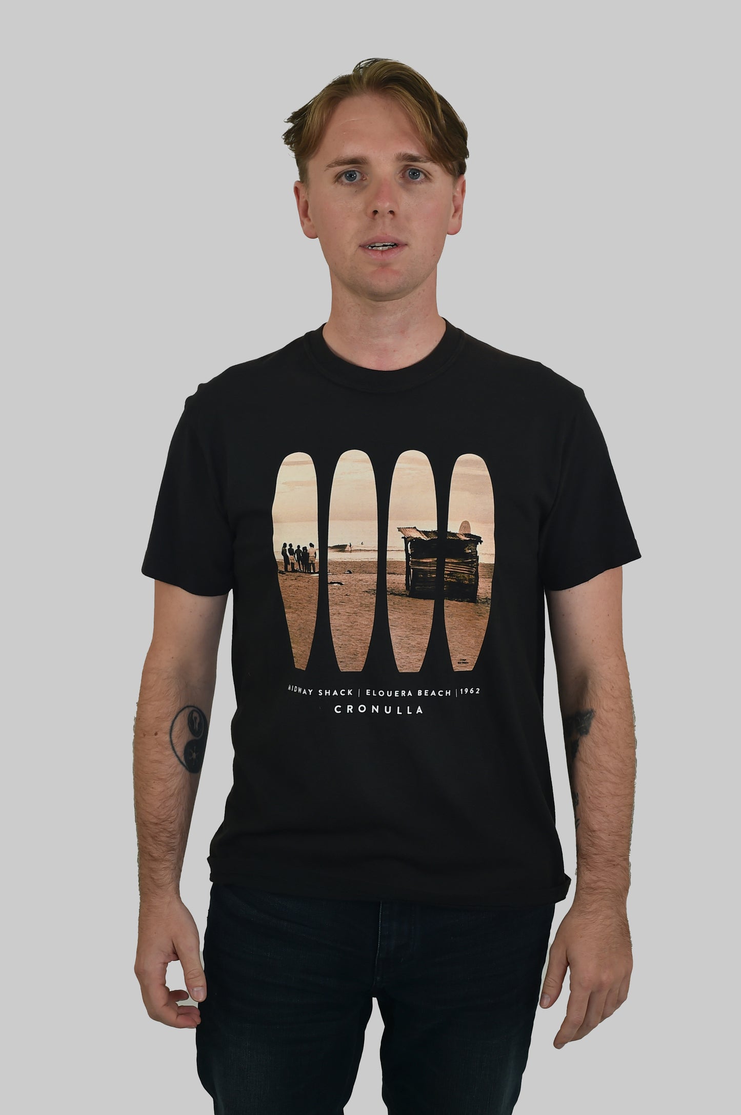1962 Elouera Surf Shack Tee (Black)